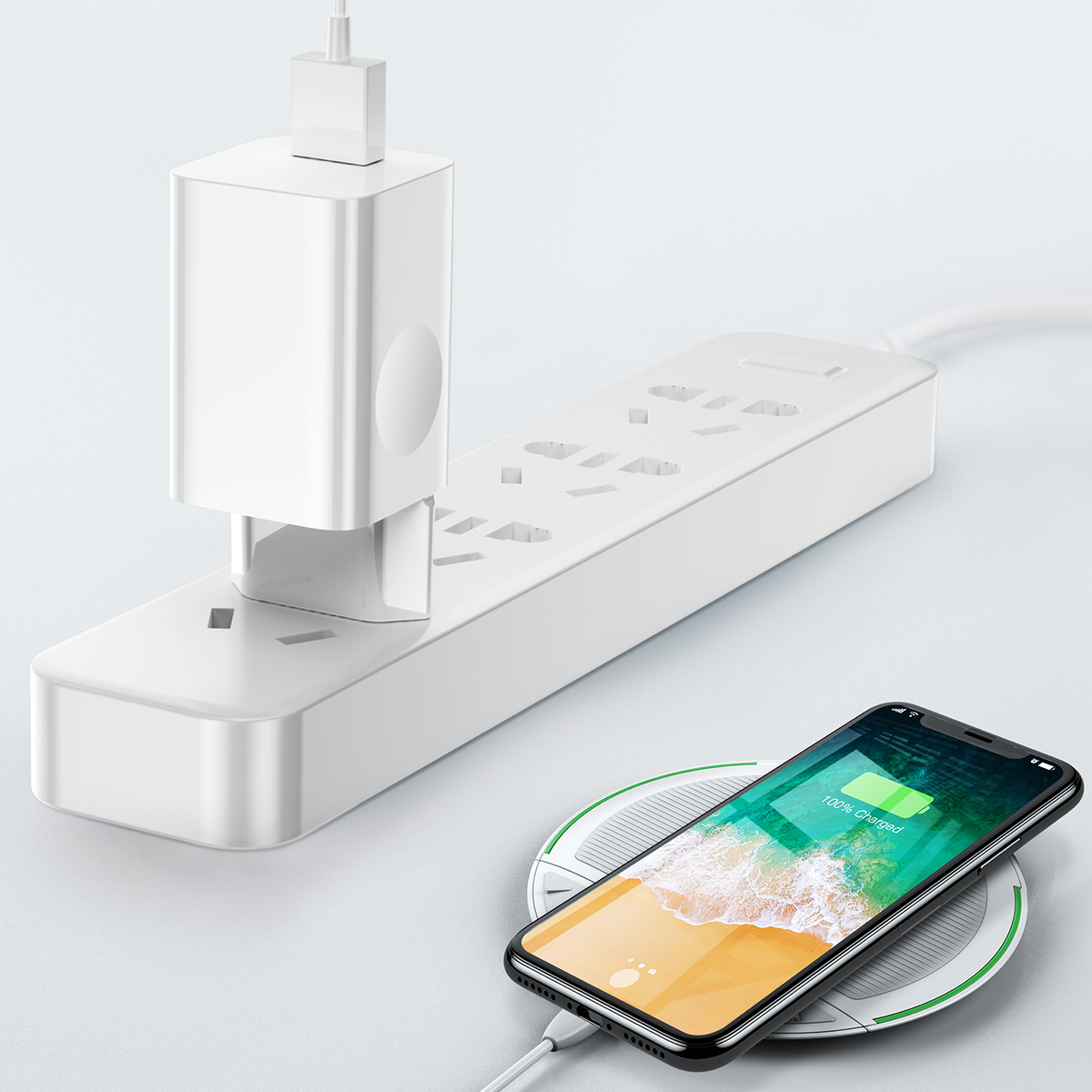 Baseus hálózati töltő, fali USB adapter 3.0 QC gyorstöltéssel fehér színben 24W-6