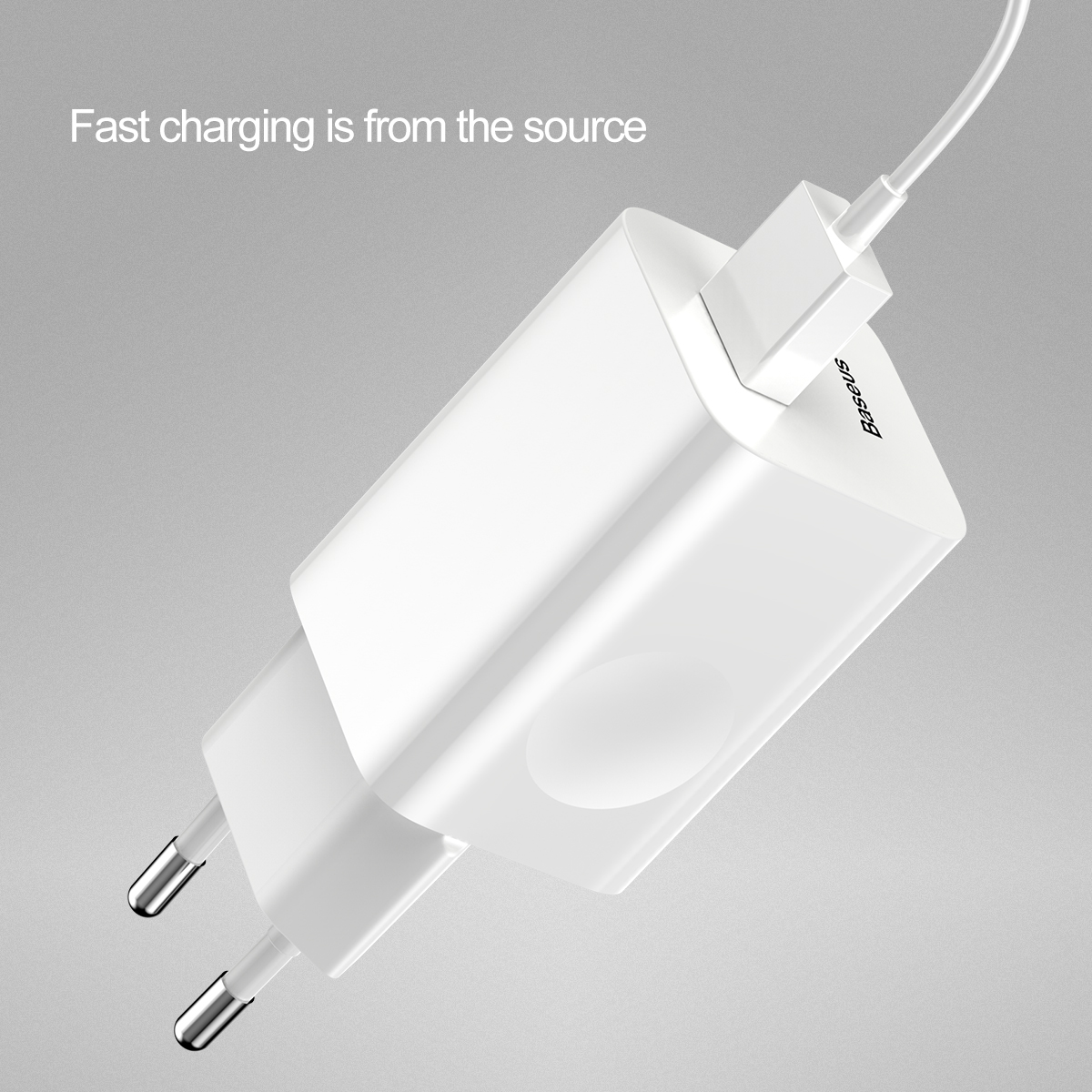 Baseus hálózati töltő, fali USB adapter 3.0 QC gyorstöltéssel fehér színben 24W-5