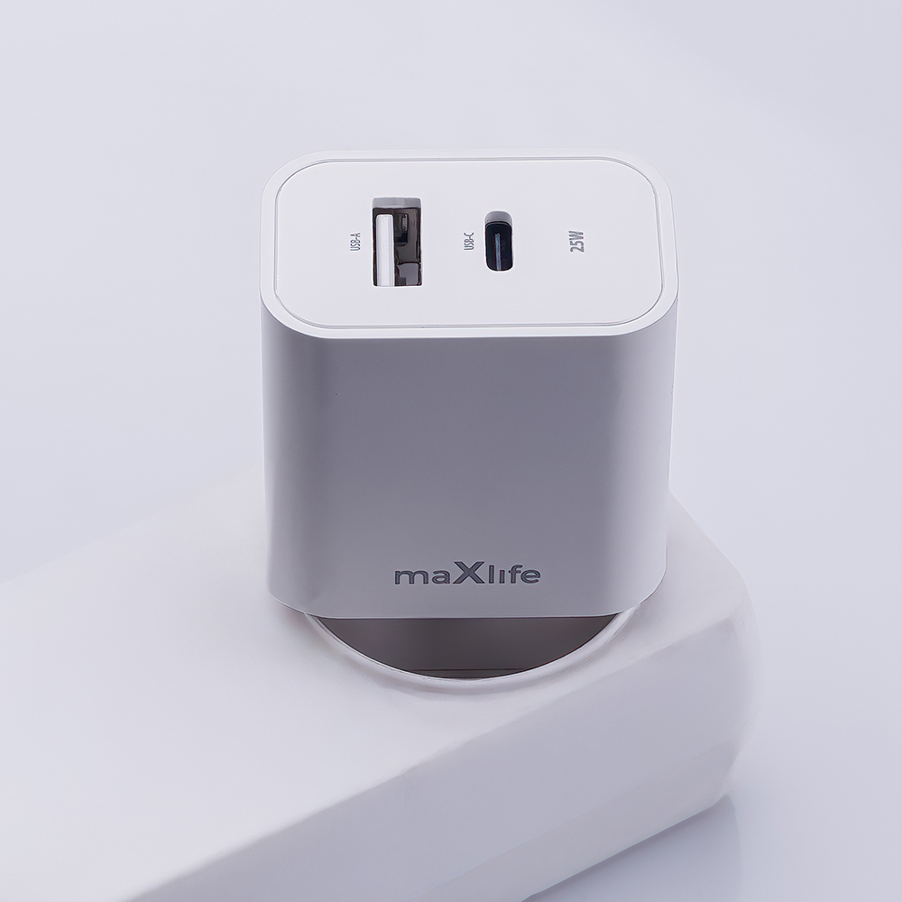 Maxlife MXTC-06-25AC PD QC töltő 1x USB-C 1x USB-A 25W fehér-3
