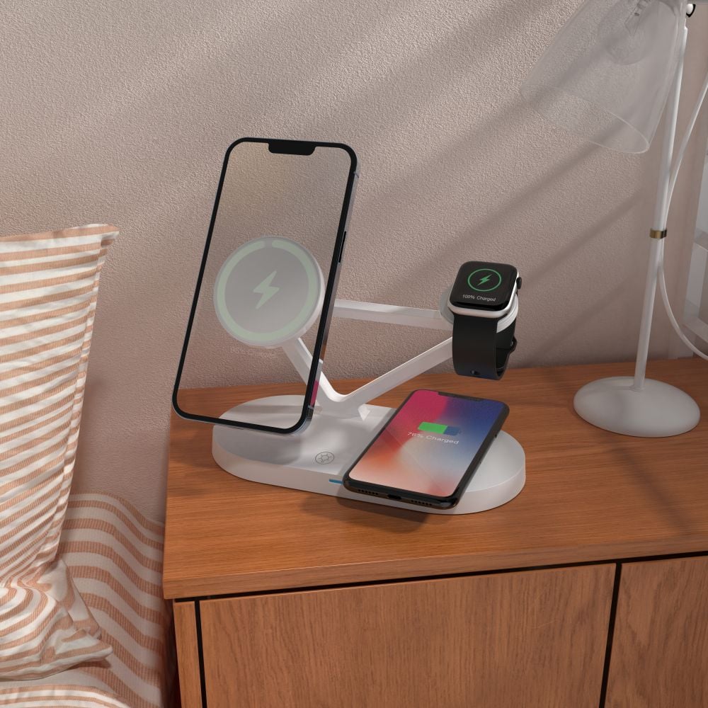 Tech-protect Qi15w-a41 3in1 Magnetic Magsafe Vezeték Nélküli Töltő Fehér-5