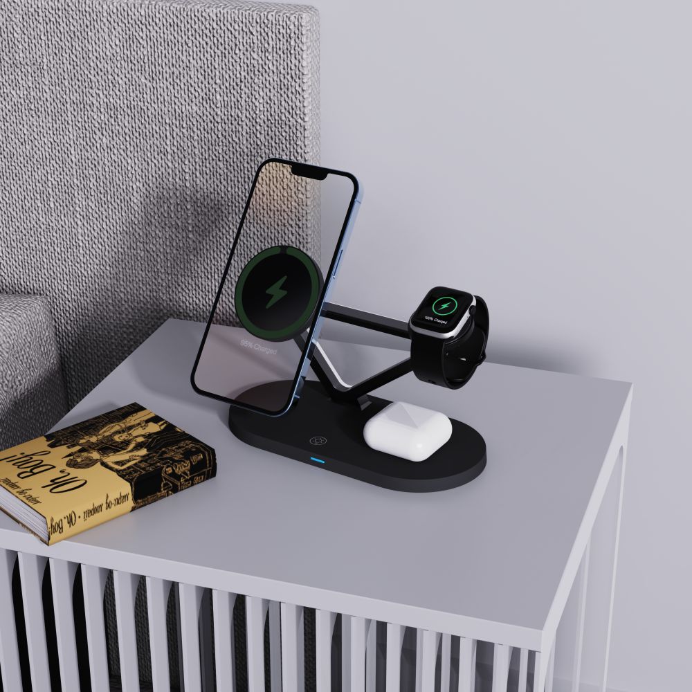 Tech-protect Qi15w-a41 3in1 Magnetic Magsafe Vezeték Nélküli Töltő Fekete-4