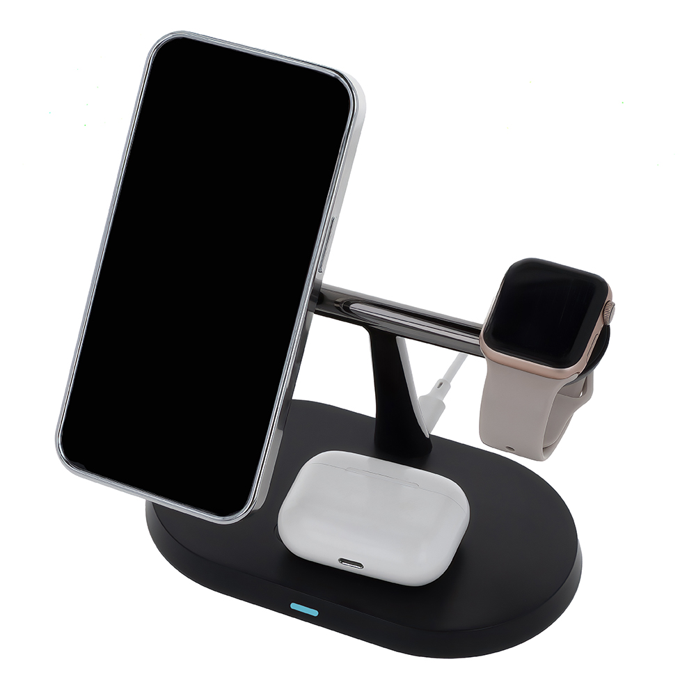 3 az 1-ben vezeték nélküli töltőállomás 15W fekete (magsafe, apple watch, airpods) Maxlife MXWC-03-5