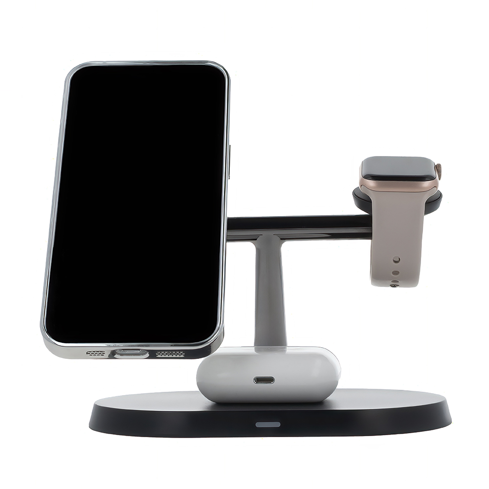 3 az 1-ben vezeték nélküli töltőállomás 15W fekete (magsafe, apple watch, airpods) Maxlife MXWC-03-2