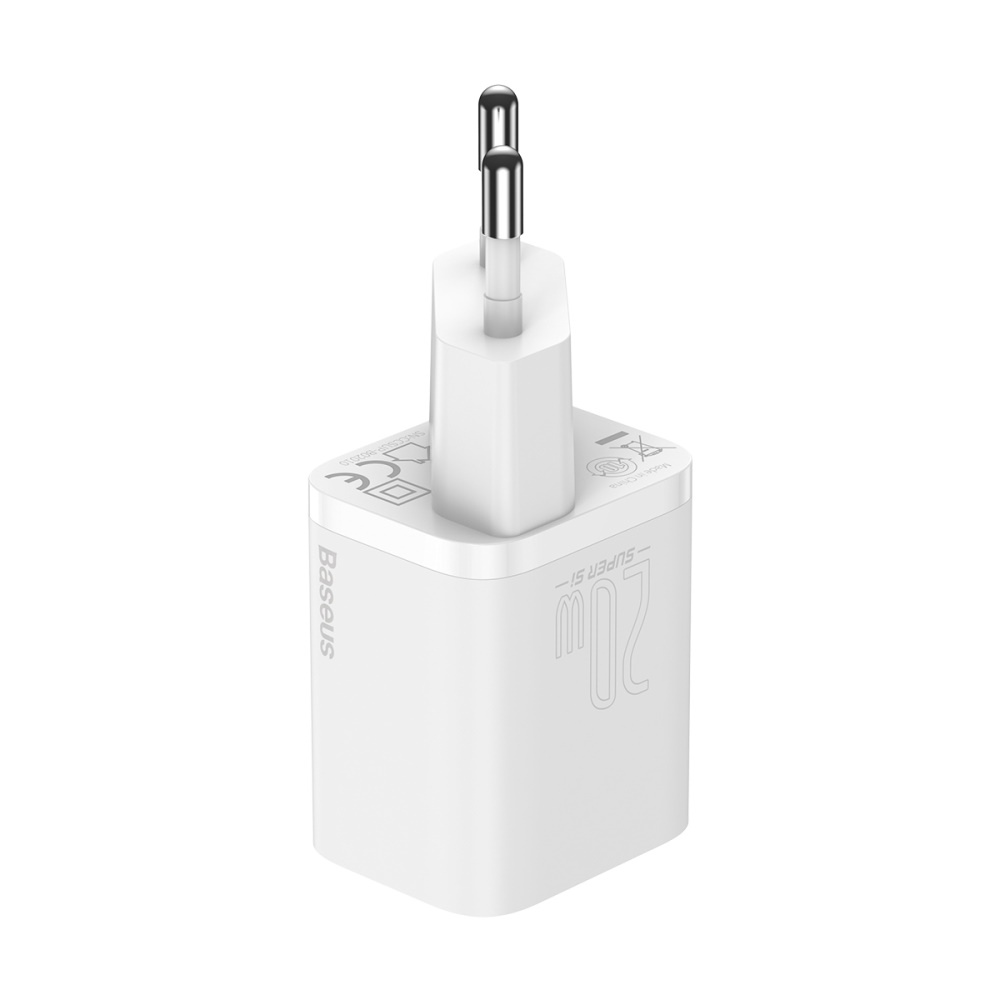 Baseus Super Si 1C Hálózati töltő adapter USB Type-C QC PD 20W 3A fehér (CCSUP-B02)-1