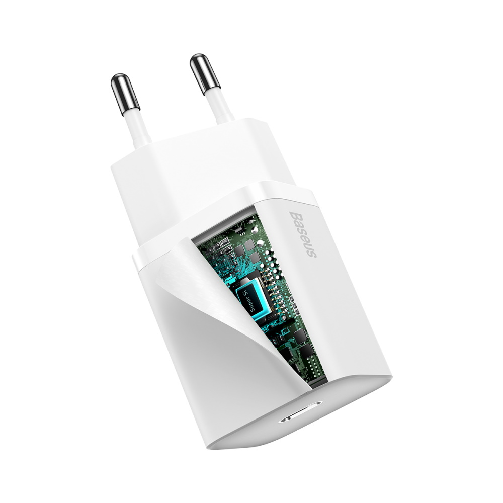 Baseus Super Si 1C Hálózati töltő adapter USB Type-C QC PD 20W 3A fehér (CCSUP-B02)-3