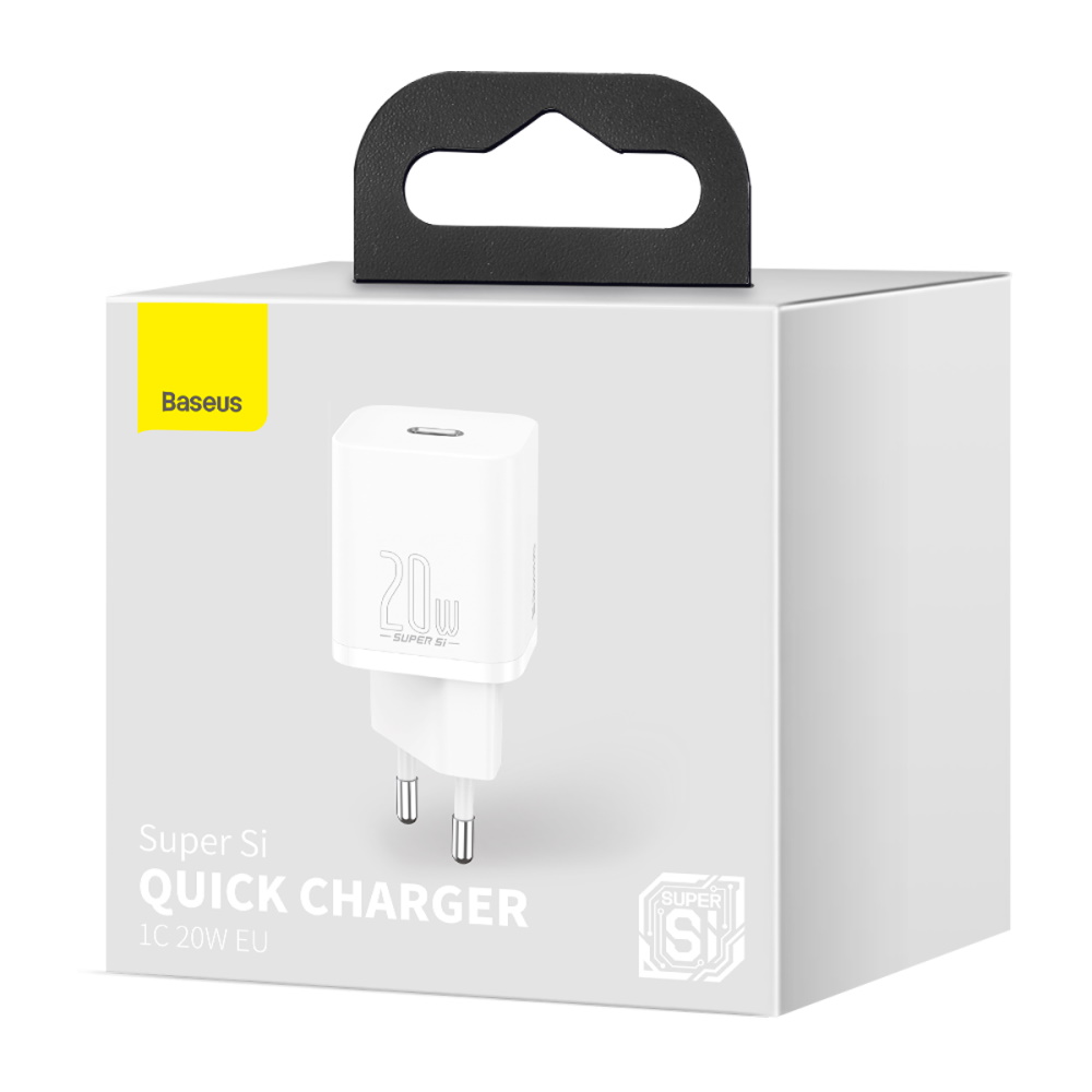 Baseus Super Si 1C Hálózati töltő adapter USB Type-C QC PD 20W 3A fehér (CCSUP-B02)-6