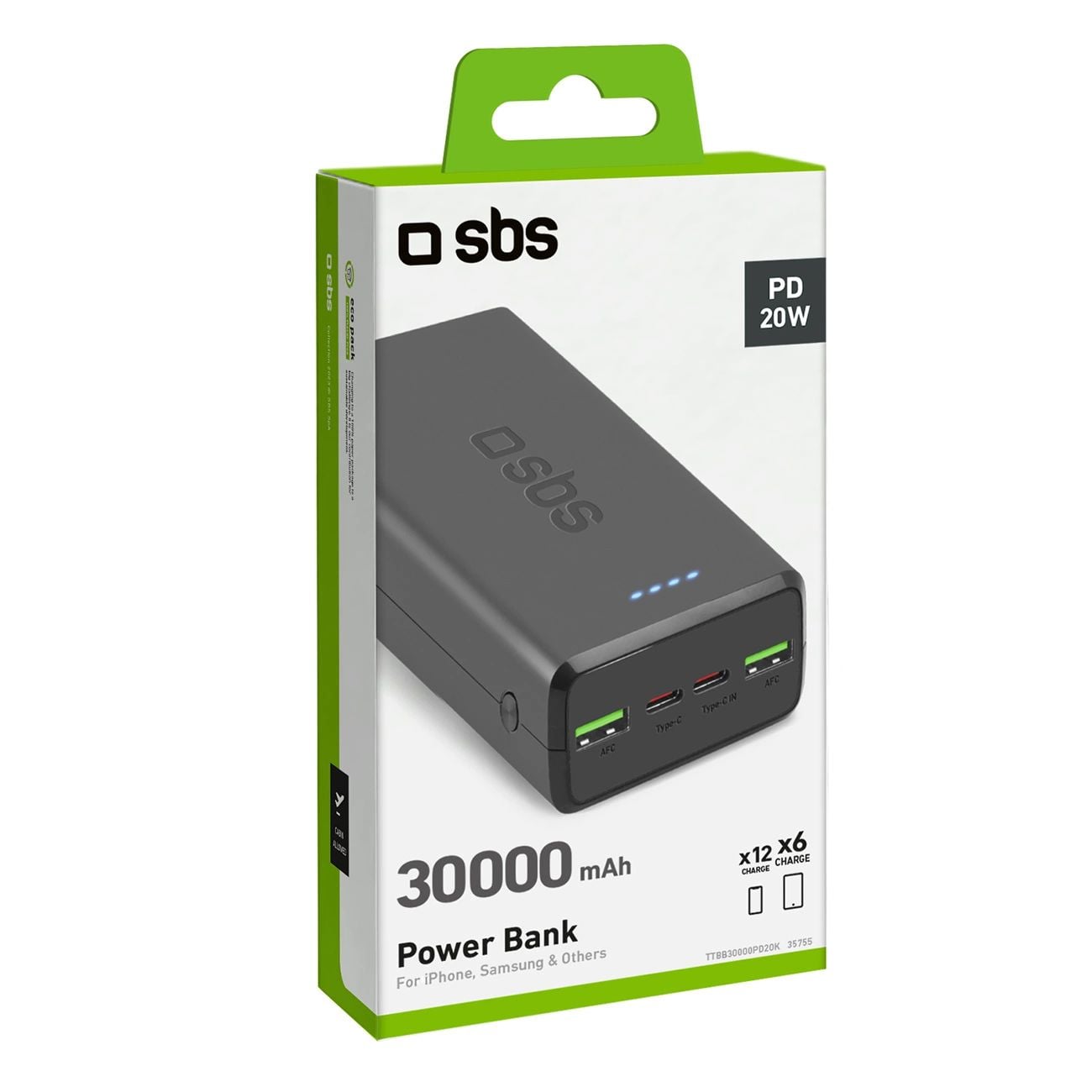 SBS TTBB30000PD20K powerbank 30 000 mAh, 2 USB, Fekete-9
