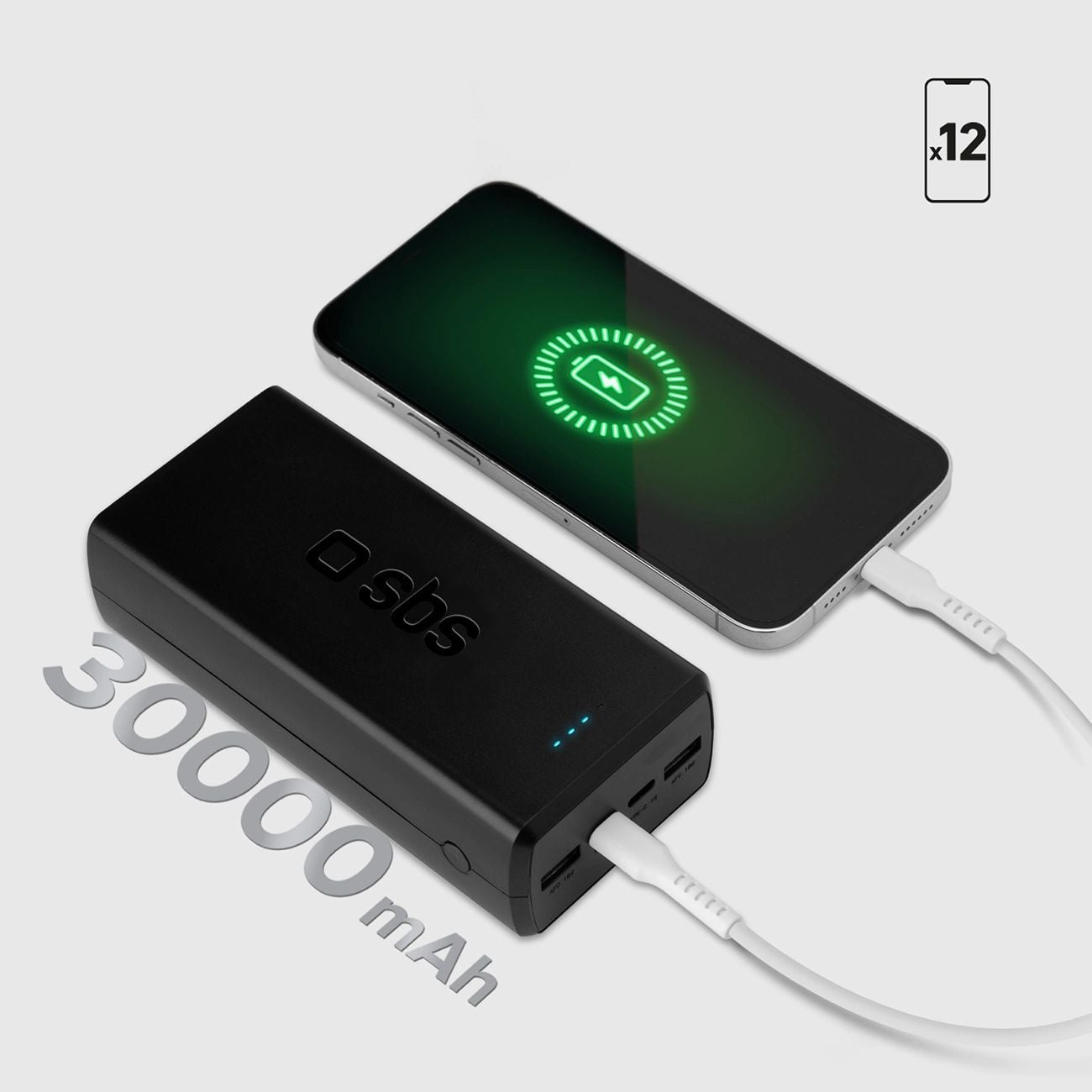 SBS TTBB30000PD20K powerbank 30 000 mAh, 2 USB, Fekete-4