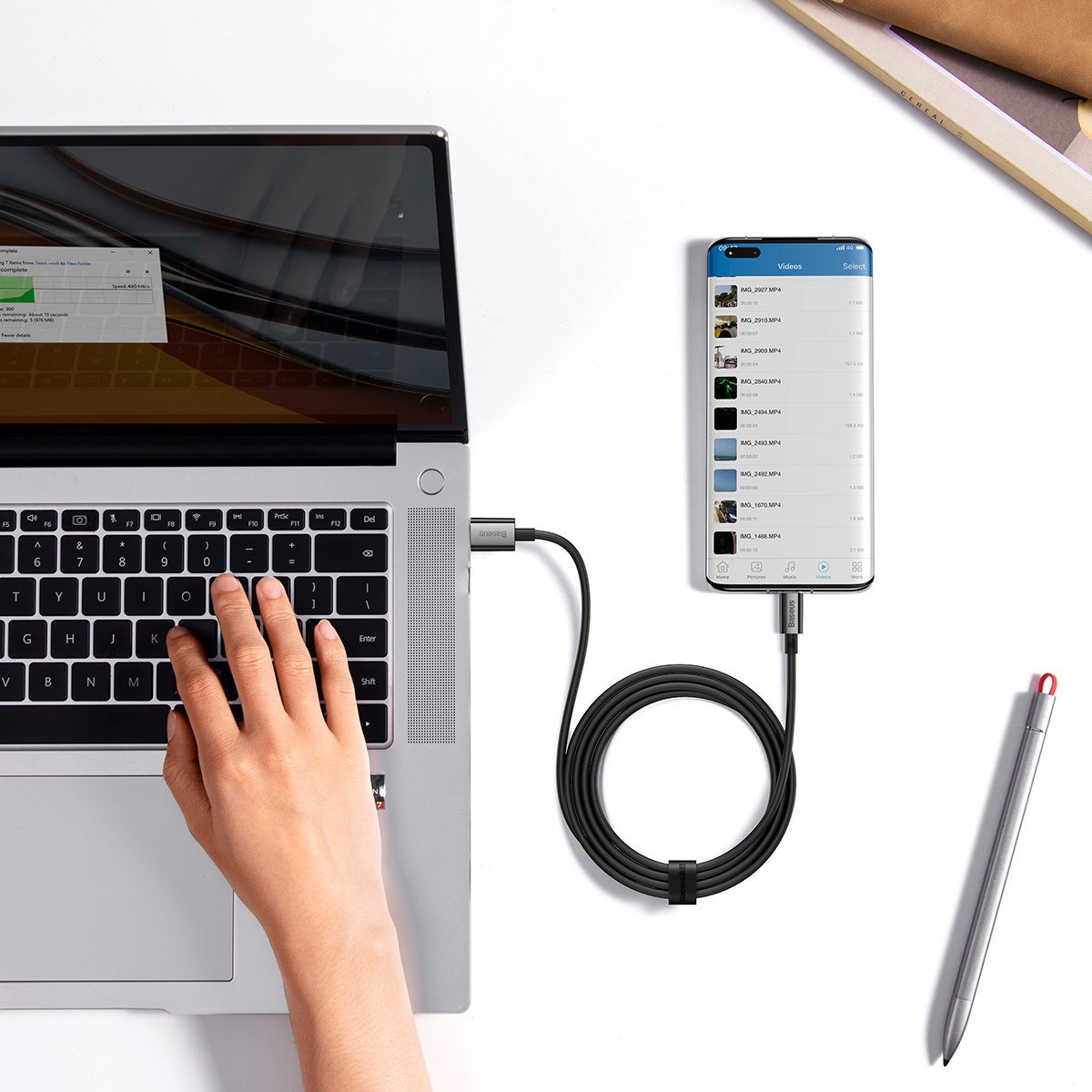 Baseus Superior USB - USB-C kábel, 100W, 1m (fekete)-2