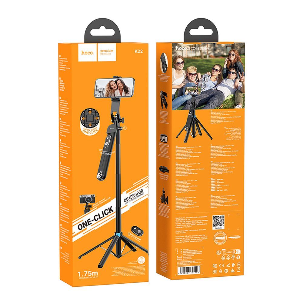 HOCO selfie bot bluetooth távirányítóval K22 fekete-9