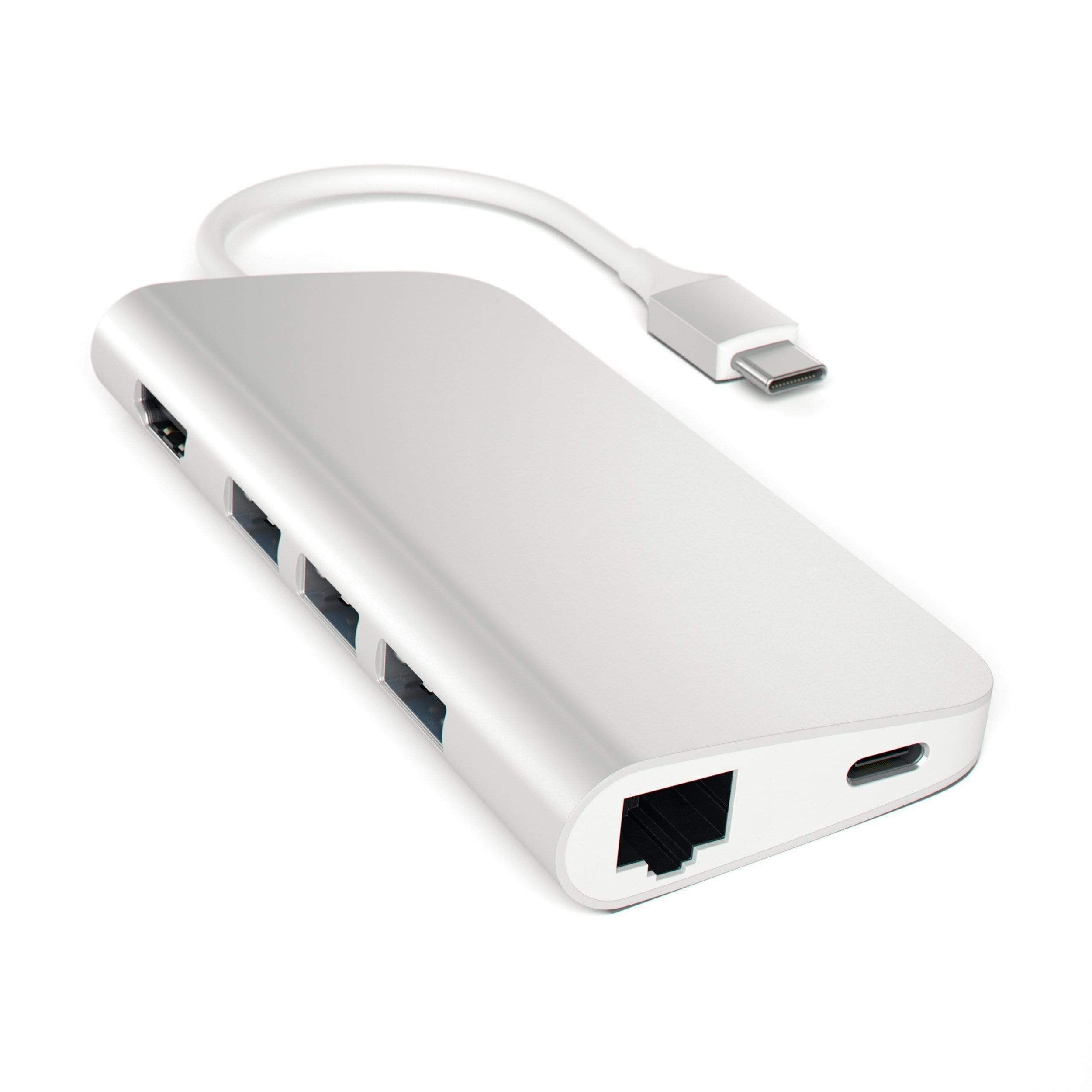 Satechi Aluminium Type-C Multi-Port Adapter (HDMI 4K,3x USB 3.0,MicroSD,Ethernet) - Silver-0