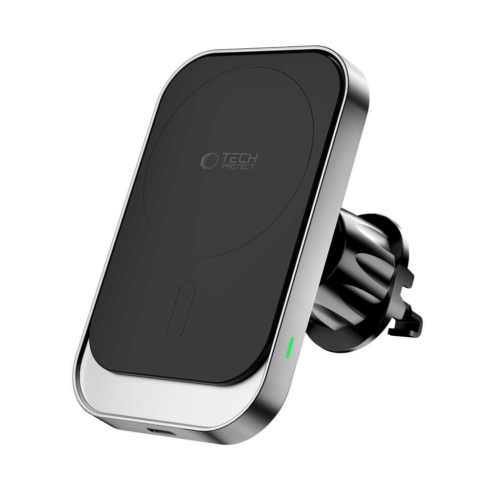 Tech-Protect MM15W-V9 Mágneses MagSafe Műszerfalra és Szellőzőre Rögzíthető Autós Tartó Vezeték Nélküli Töltő 15W Fekete-5