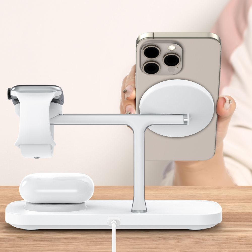 Tech-protect Qi15w-a45 3in1 Mágneses Magsafe Vezeték Nélküli Töltő Fehér-6