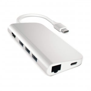 Satechi Aluminium Type-C Multi-Port Adapter (HDMI 4K,3x USB 3.0,MicroSD,Ethernet) - Silver