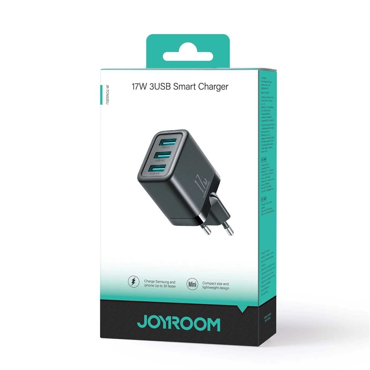 Joyroom JR-TCN02 3xUSB-A 17W 3.4A hálózati USB töltő adapter - fekete-8