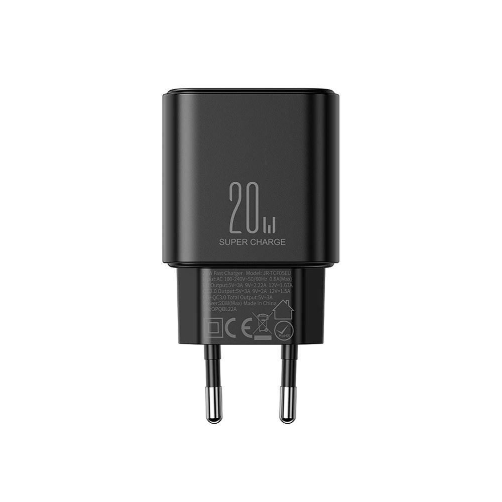 EU Joyroom JR-TCF05 20W USB-A USB-C töltő + USB-C kábel - fekete-5