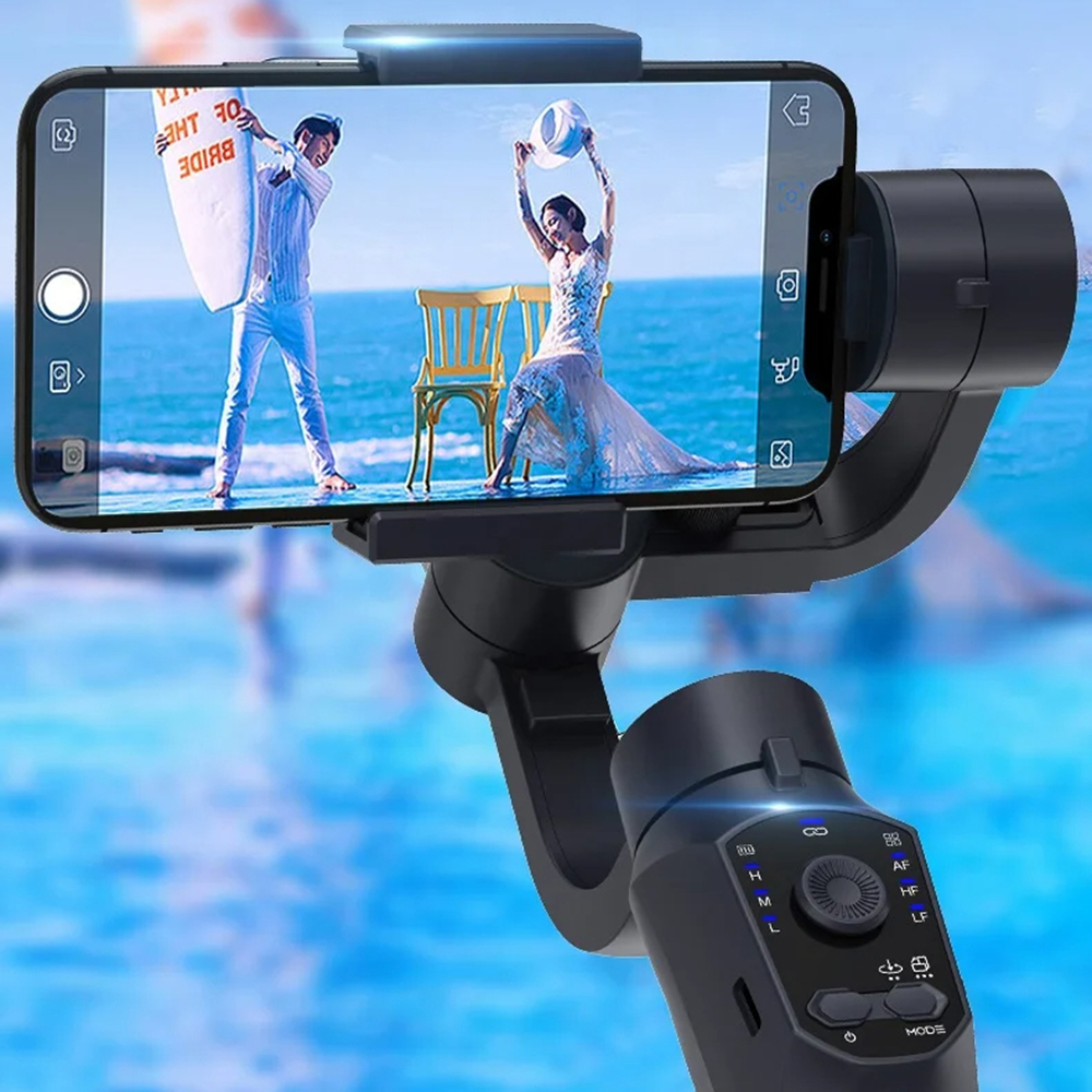  Techsuit - Telefon Gimbal (F10 Pro) - 3 tengelyes, inception mód, arckövetés, távirányítás, zoom, 4000 mAh - Fekete-5