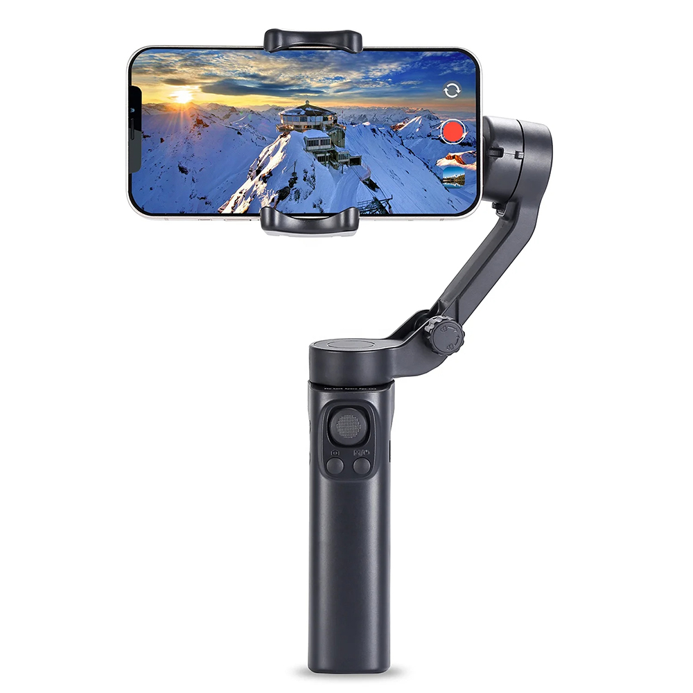  Techsuit - Telefon Gimbal (F5 Plus) - 3 tengelyes rázkódásgátlóval, Inception móddal, arckövetéssel, távirányítóval, összecsukható - fekete-1