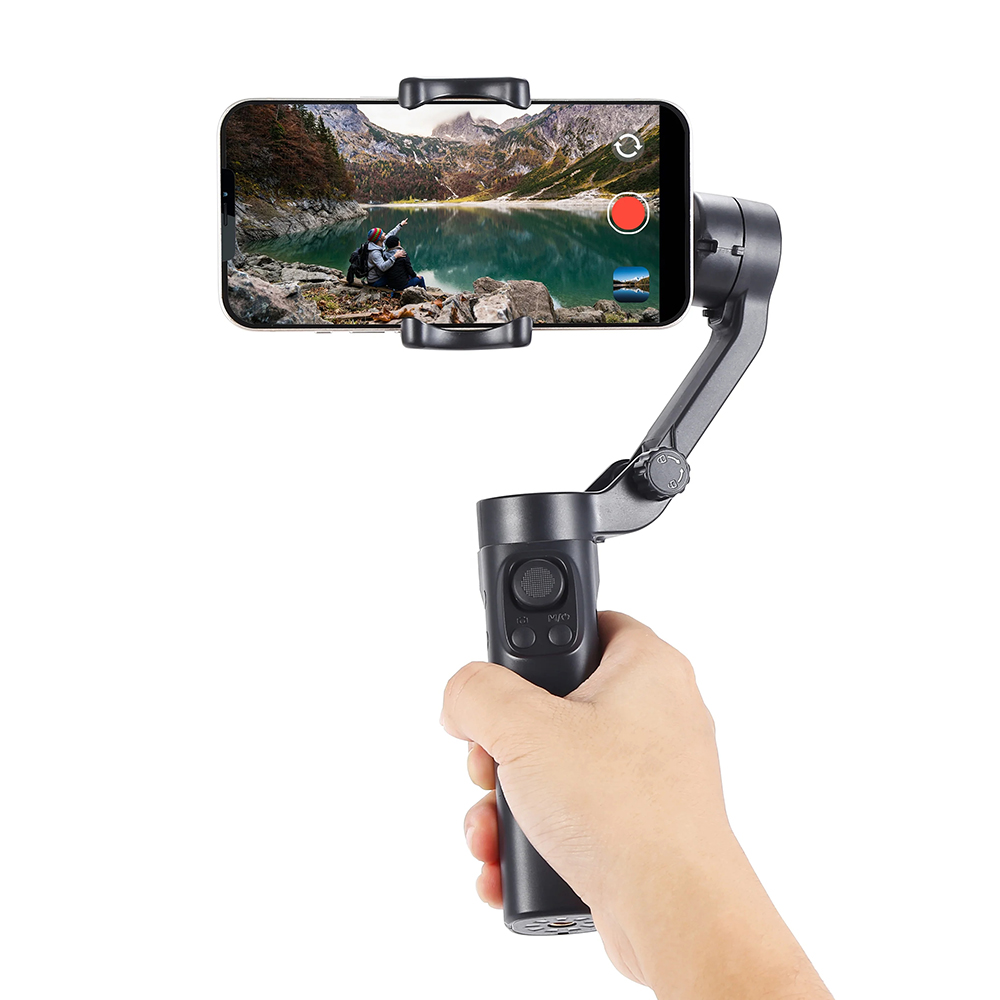  Techsuit - Telefon Gimbal (F5 Plus) - 3 tengelyes rázkódásgátlóval, Inception móddal, arckövetéssel, távirányítóval, összecsukható - fekete-3