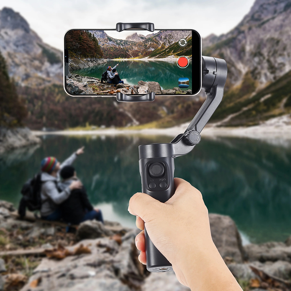  Techsuit - Telefon Gimbal (F5 Plus) - 3 tengelyes rázkódásgátlóval, Inception móddal, arckövetéssel, távirányítóval, összecsukható - fekete-5