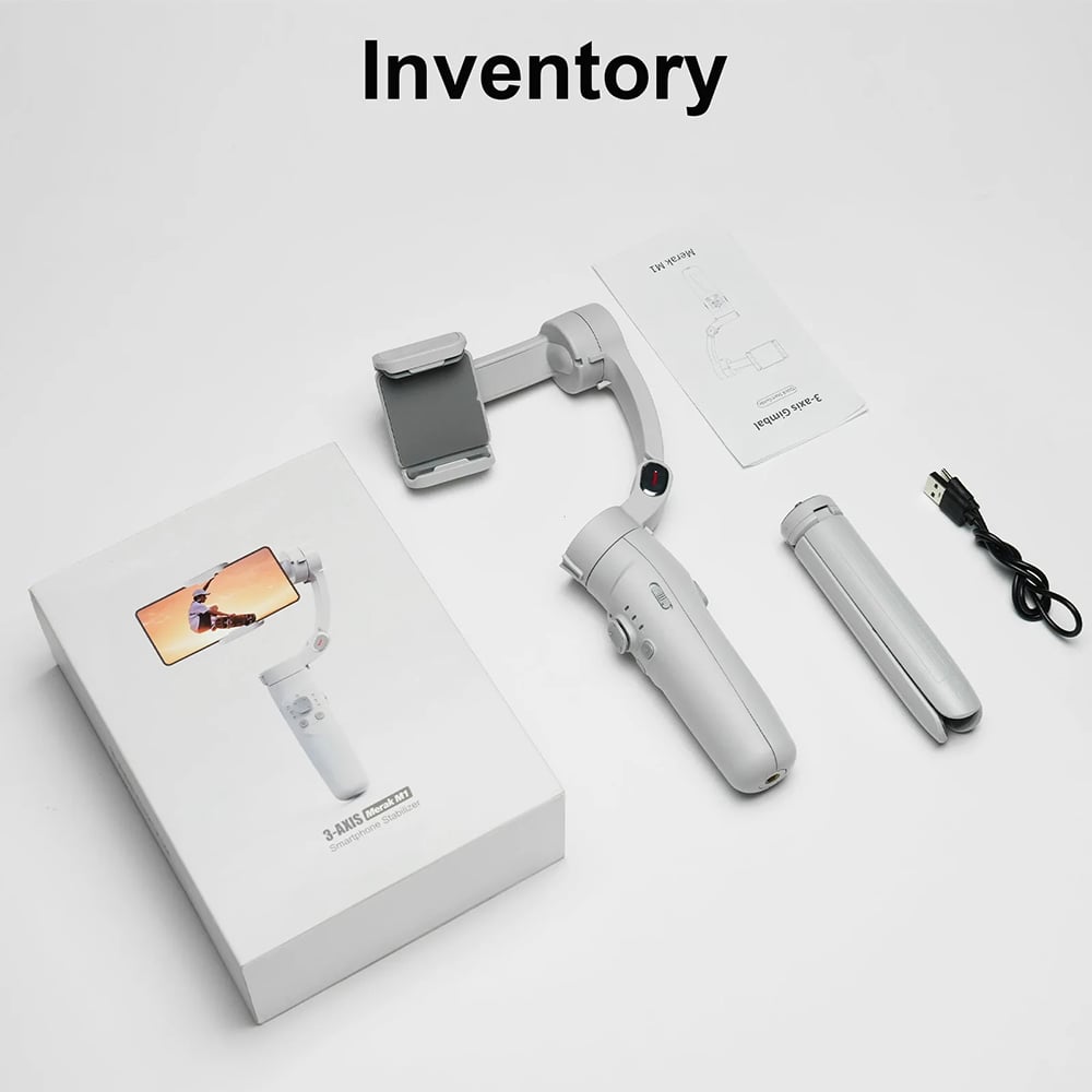  Techsuit - Telefonos gimbal (M1) - Stabilizátor állvány, inception mód, arckövetés, fókusz, távirányító, összecsukható - Szürke-6