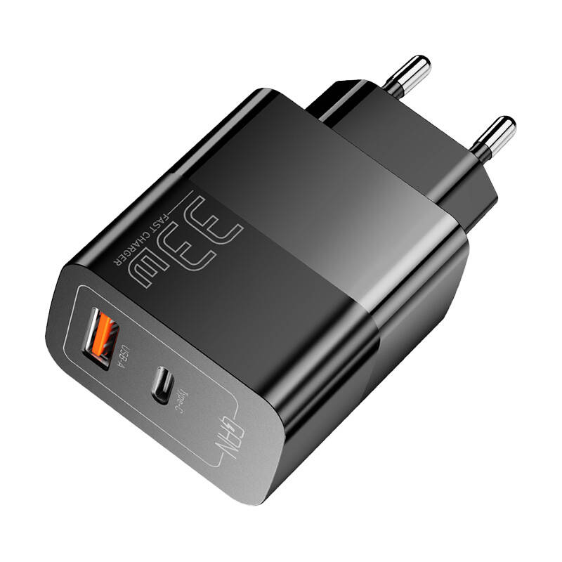  Töltő USB-C+USB-A 33W Essager GaN (fekete)-2