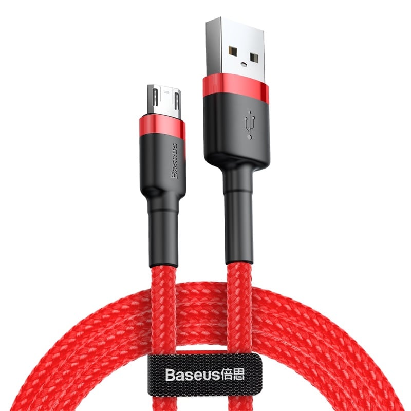 Baseus Cafule Nylon harisnyázott USB/Micro USB kábel QC3.0 1.5A 2m fekete/piros-0