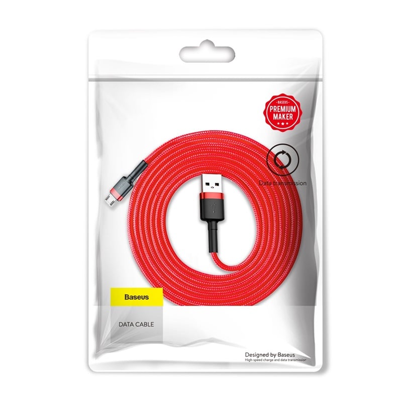Baseus Cafule Nylon harisnyázott USB/Micro USB kábel QC3.0 1.5A 2m fekete/piros-2