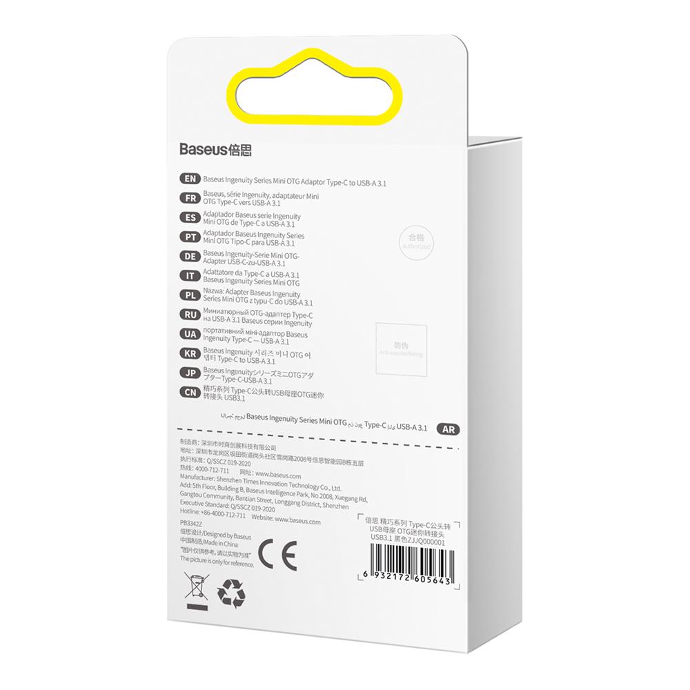 Baseus Ingenuity USB-C – USB-A OTG adapter (fekete)-4