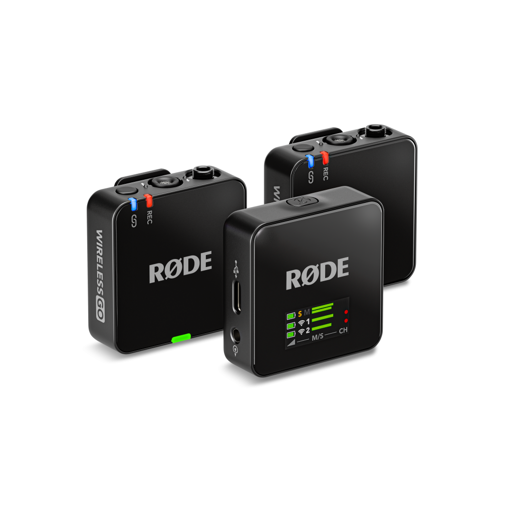 RODE Wireless GO GEN3 kompakt két csatornás digitális vezeték nélküli mikrofon rendszer adóba épített mikrofonnal, fekete-0