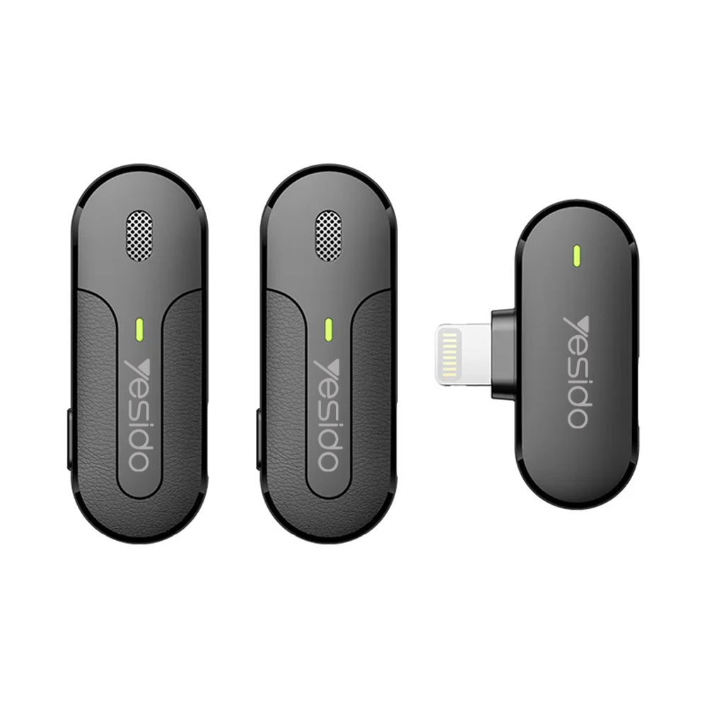 Yesido - Lavalier Mikrofon 2in1 (KR16) - Lightning, 70mAh, Vezeték nélküli, 2.4GHz - Fekete-0