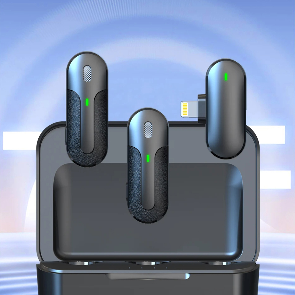 Yesido - Lavalier Mikrofon 2in1 (KR16) - Lightning, 70mAh, Vezeték nélküli, 2.4GHz - Fekete-2