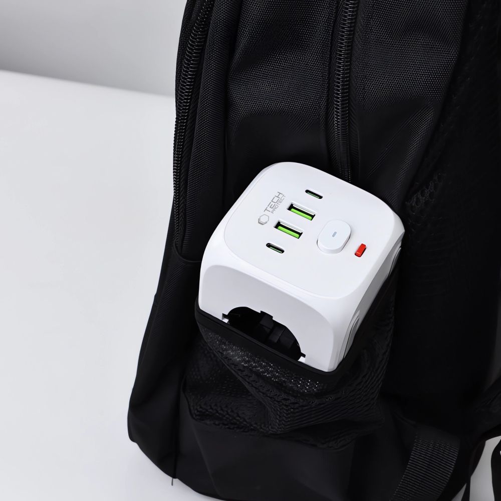 Tech-protect Pcl3x4 hálózati elosztó 2 USB & 2 Type-c & 3 aljzat fehér-6