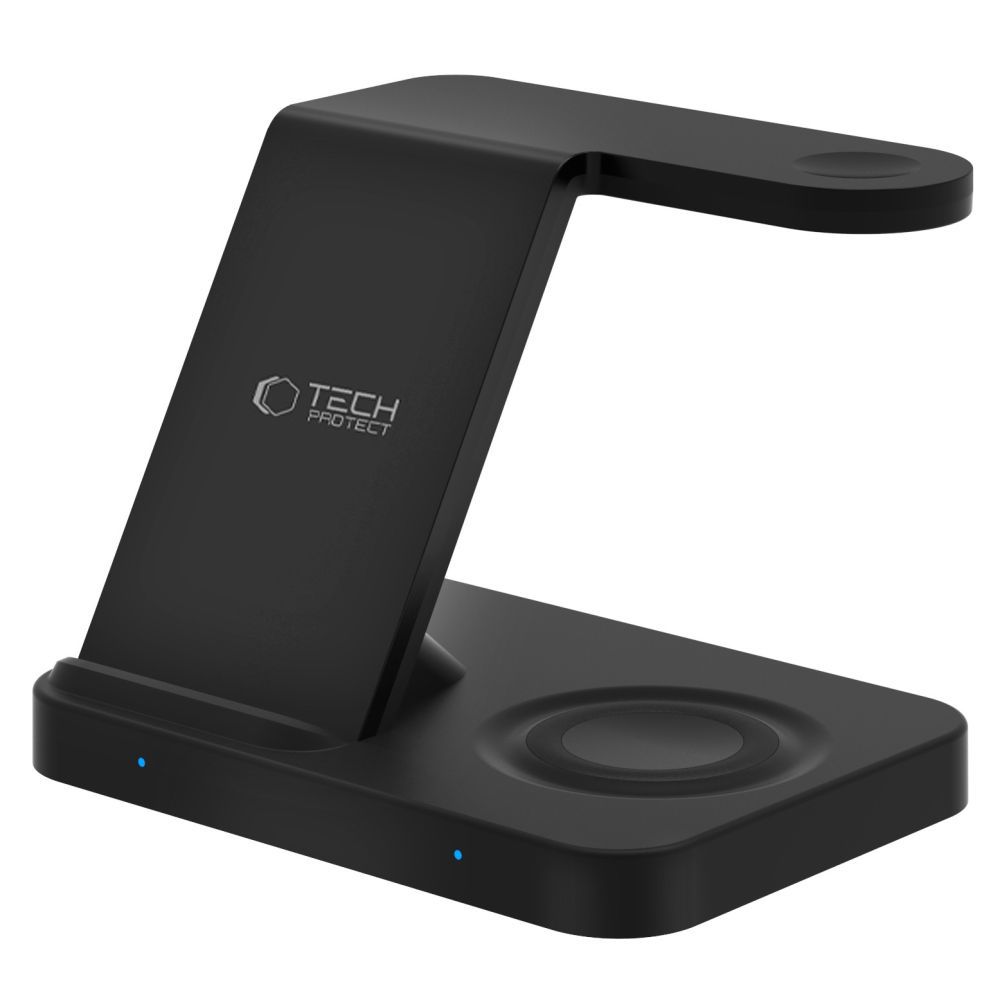 Tech-protect Qi15w-a37 3in1 Vezeték nélküli töltő Android és Apple készülékekhez fekete-4