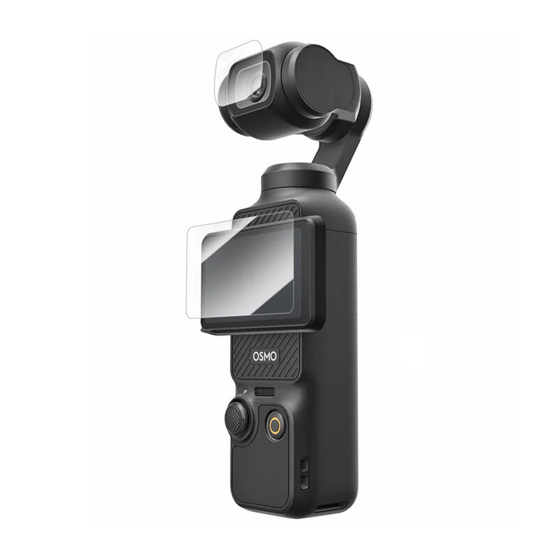 Hőkezelt üvegfólia TELESIN DJI Osmo Pocket 3-hoz (lencse fólia x2 + LCD képernyő fólia x2) üvegfólia-0