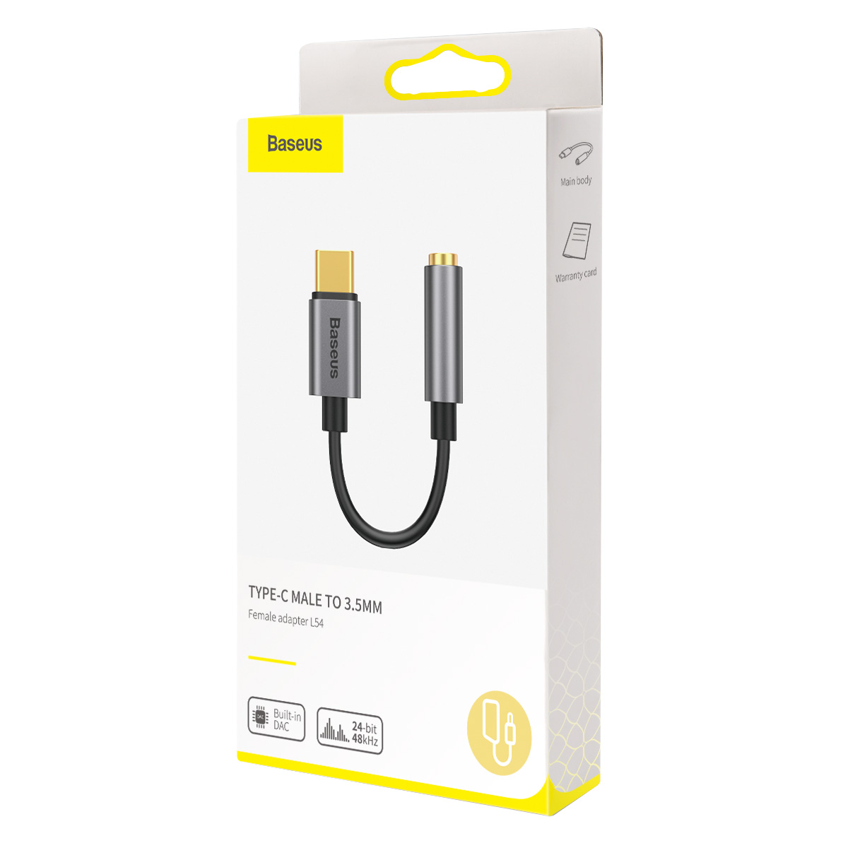 Baseus L54 USB Type-C - 3.5mm jack audio adapter kábel szürke (CATL54-0G) DAC-5