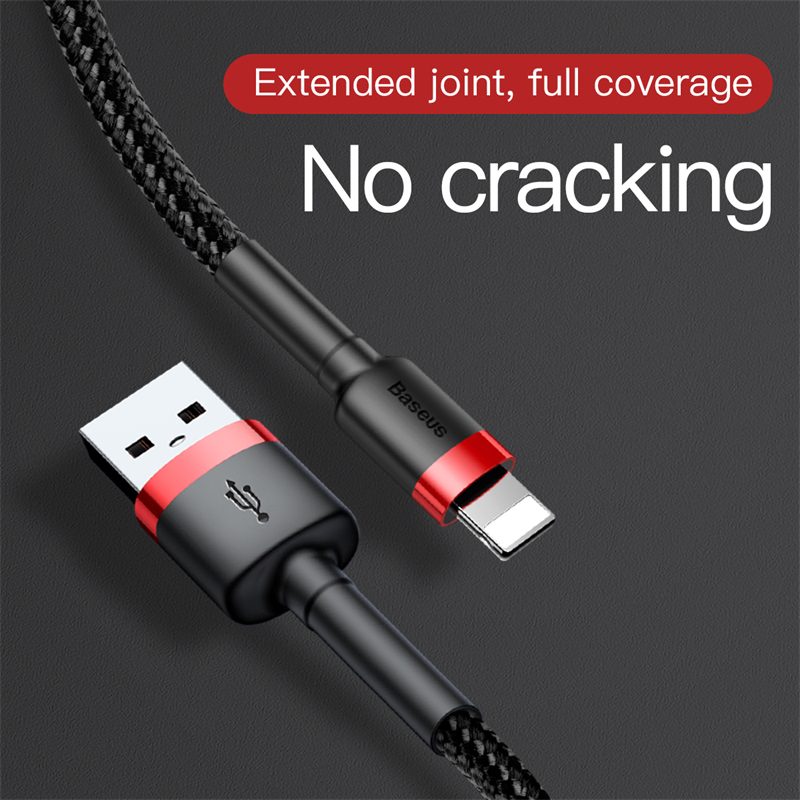 Baseus Cafule Nylon harisnyázott USB / Lightning QC3.0 1.5A kábel 2 m fekete-piros-4