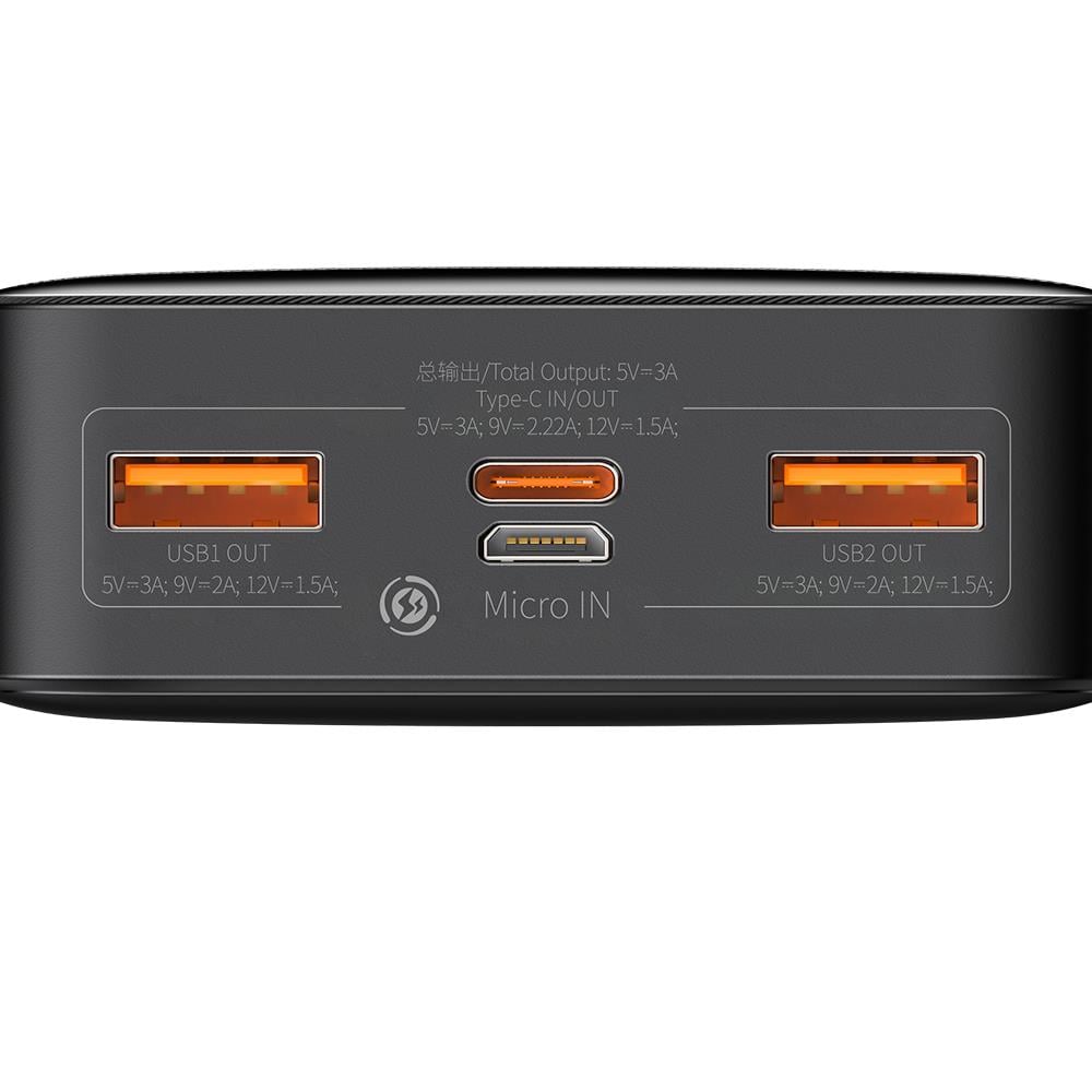 Baseus Bipow Gyorstöltő Power Bank 20000mAh 20W fekete + USB-A - Micro USB 0,25m kábel fekete (PPBD050501)-3