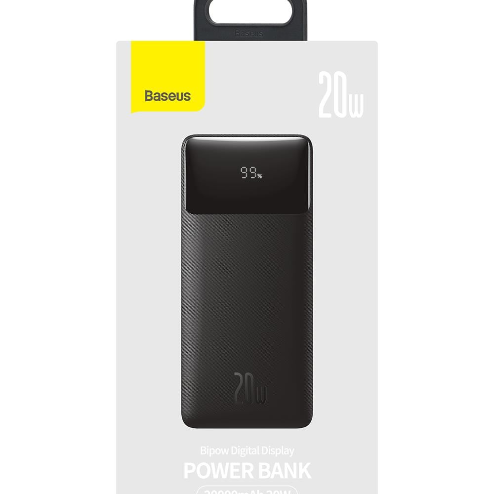 Baseus Bipow Gyorstöltő Power Bank 20000mAh 20W fekete + USB-A - Micro USB 0,25m kábel fekete (PPBD050501)-5