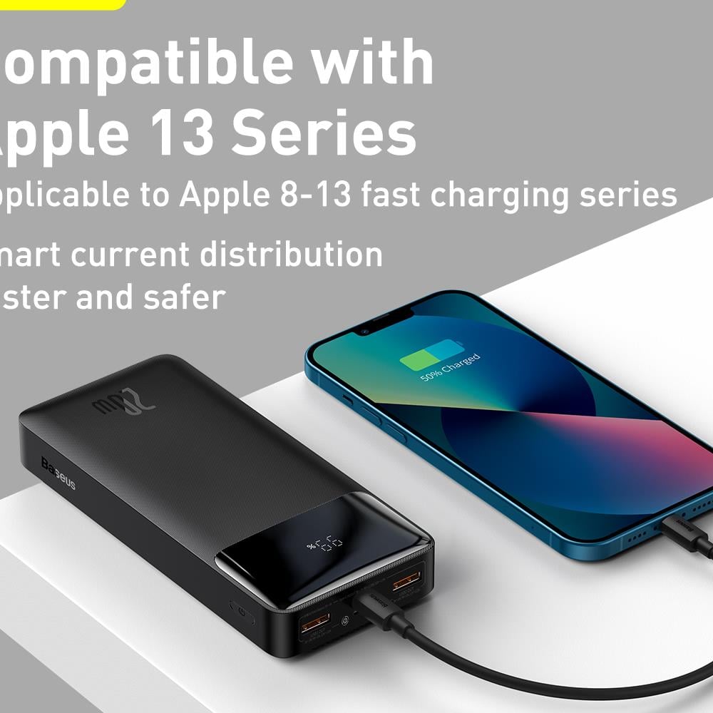 Baseus Bipow Gyorstöltő Power Bank 20000mAh 20W fekete + USB-A - Micro USB 0,25m kábel fekete (PPBD050501)-6