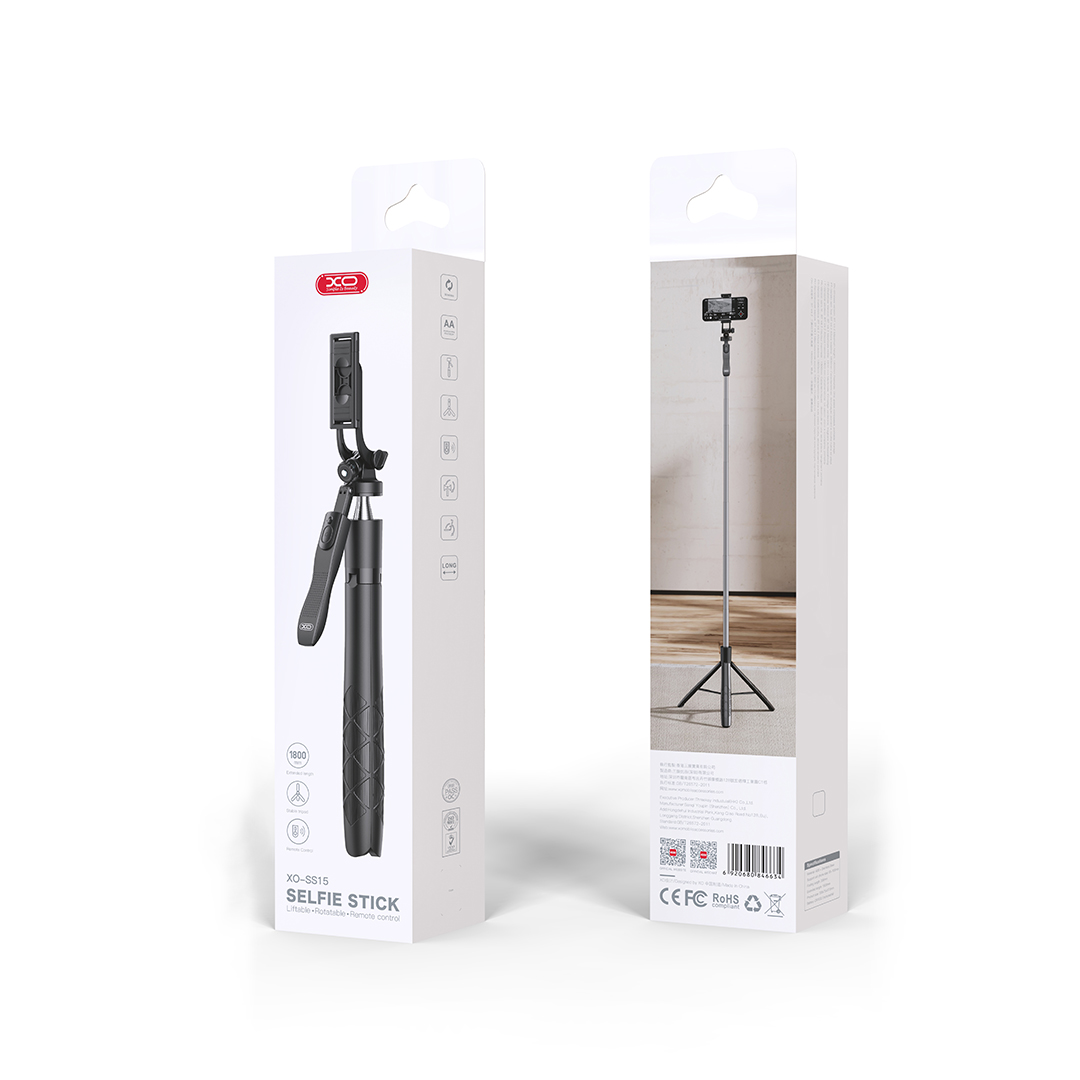 XO selfie bot Bluetooth mobiltelefon állvány SS15 fekete 180cm ​-2