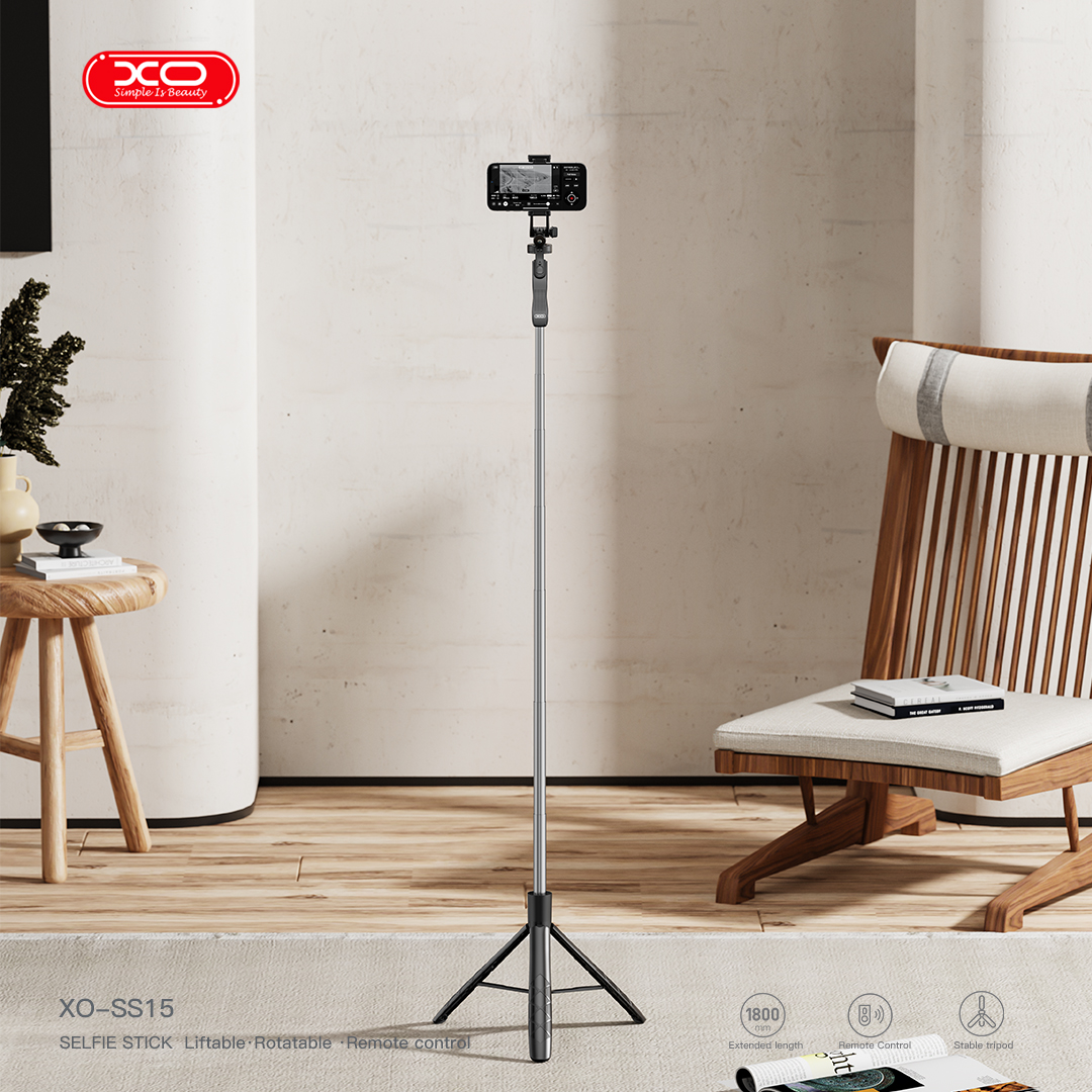 XO selfie bot Bluetooth mobiltelefon állvány SS15 fekete 180cm ​-3