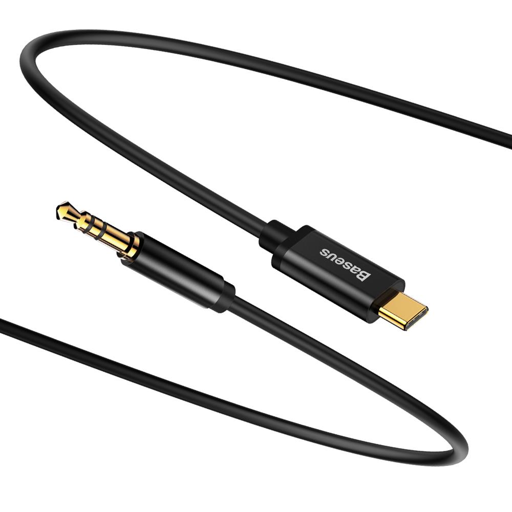 Baseus Yiven USB-C - 3.5 mm-es mini jack audio kábel, 1.2 m (fekete)-1
