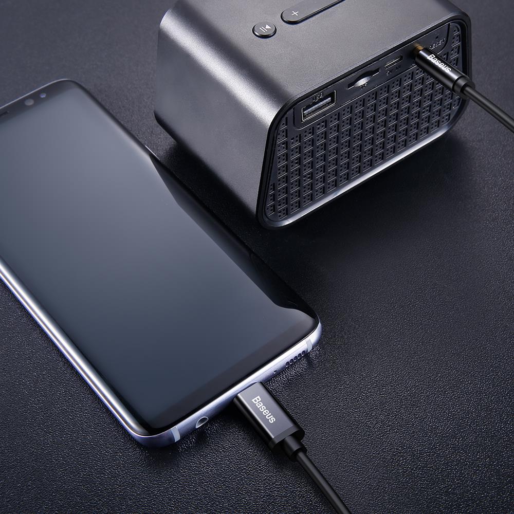 Baseus Yiven USB-C - 3.5 mm-es mini jack audio kábel, 1.2 m (fekete)-5