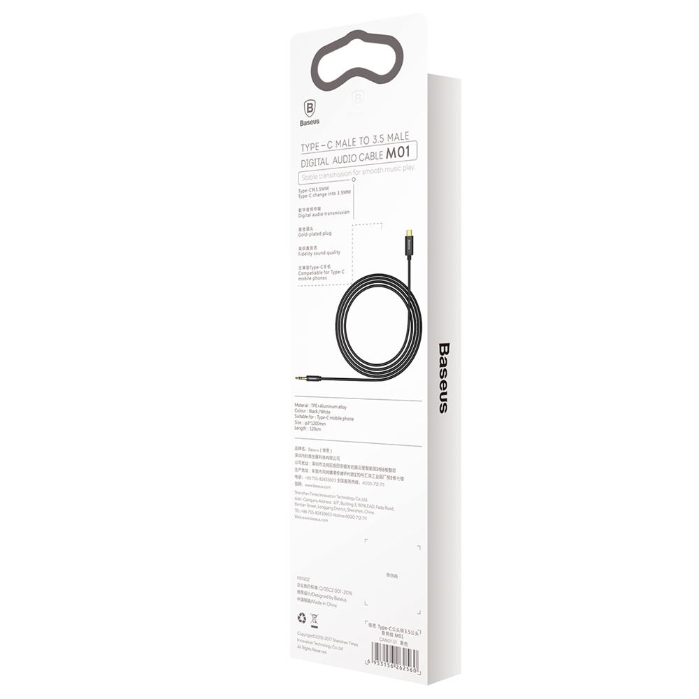 Baseus Yiven USB-C - 3.5 mm-es mini jack audio kábel, 1.2 m (fekete)-6
