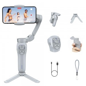  Techsuit - Telefon Gimbal (L7C Pro Plus) - 3 tengelyes összecsukható, 2000mAh - Fehér