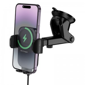 Borofone BH222 Vezeték nélküli töltéses autós telefontartó, fekete