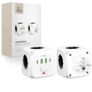 Tech-protect Pcl3x4 hálózati elosztó 2 USB & 2 Type-c & 3 aljzat fehér