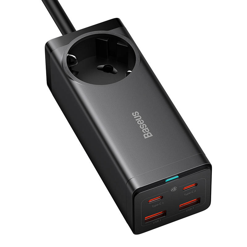Baseus GaN3 Pro Töltő / elosztó, 2xUSB + 2xUSB-C + AC, 100W (fekete)-6