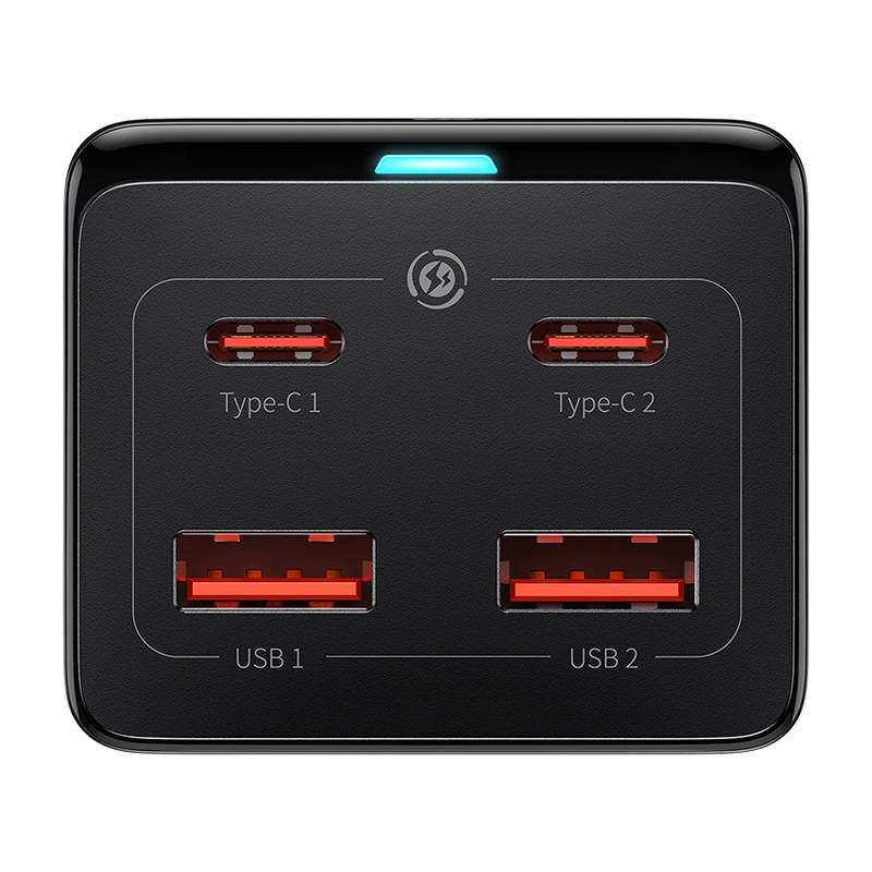 Baseus GaN3 Pro Töltő / elosztó, 2xUSB + 2xUSB-C + AC, 100W (fekete)-5